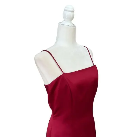 Vintage Watters & Watters Satin Maxi Dress 14 Red - Picture 5 of 10